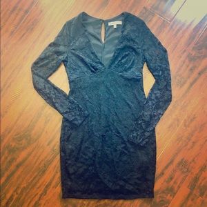 NWOT Bailey Blue Deep Plunge Black Lace Mini Dress